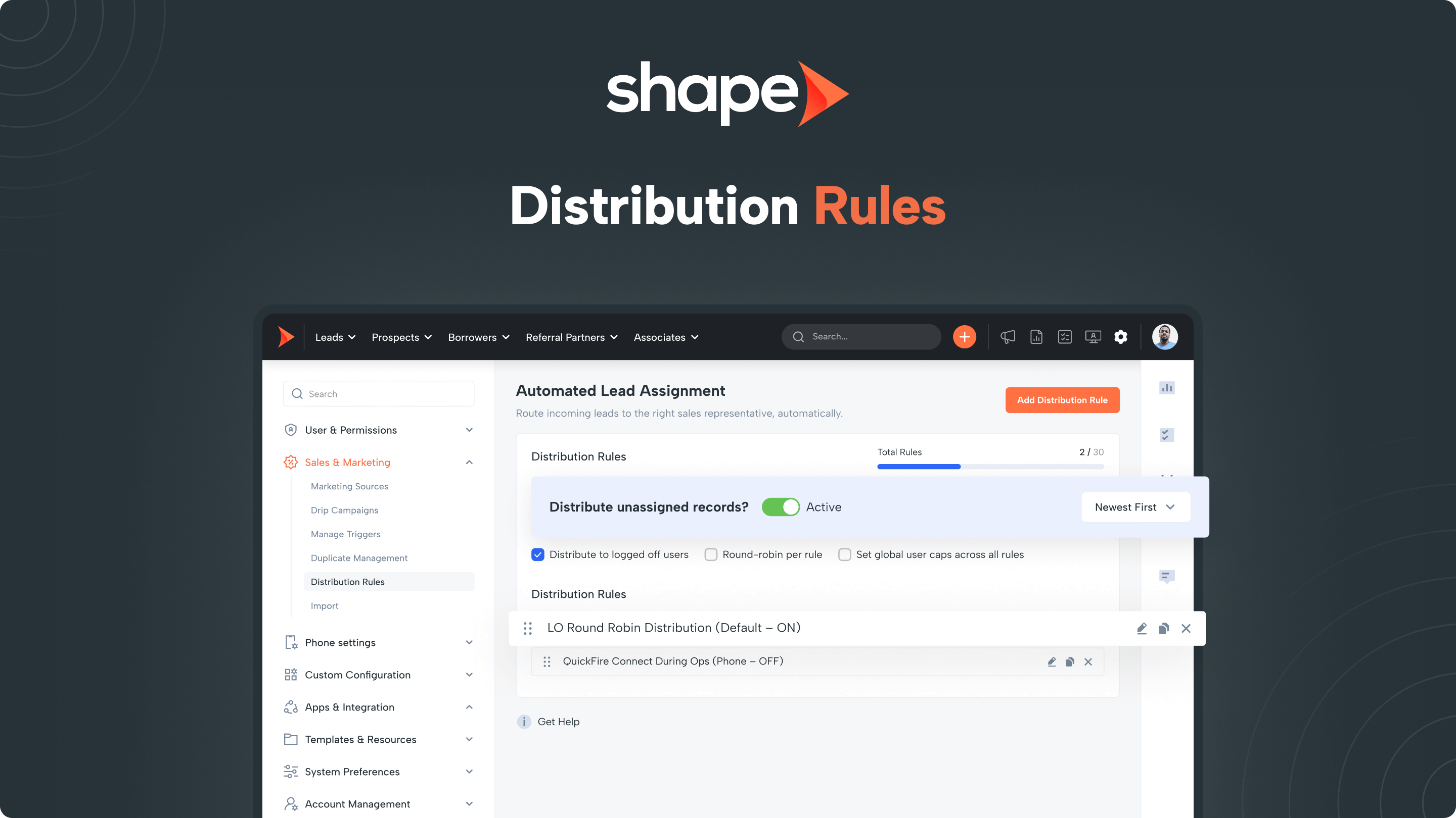 Distribution rules shape website program.