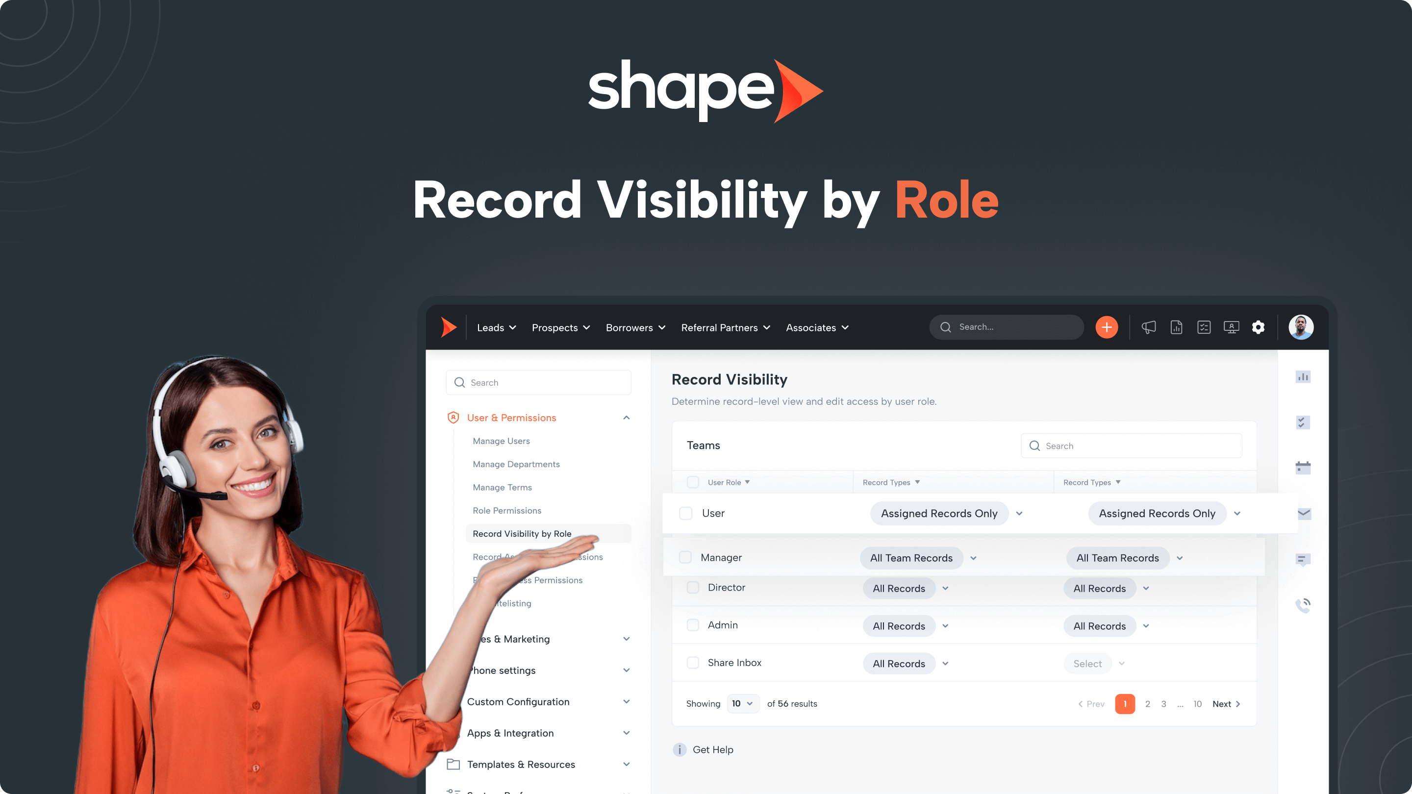 Record Visibility by Role on shapes website.