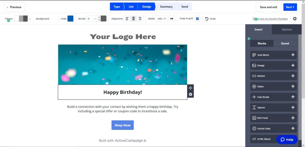 Active Campaign Birthday Email