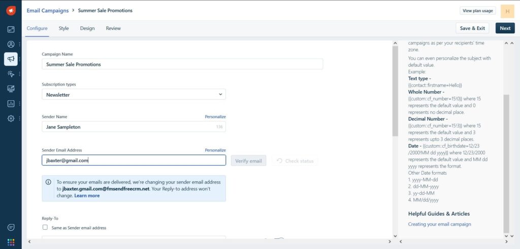 Freshsales Email Campaigns
