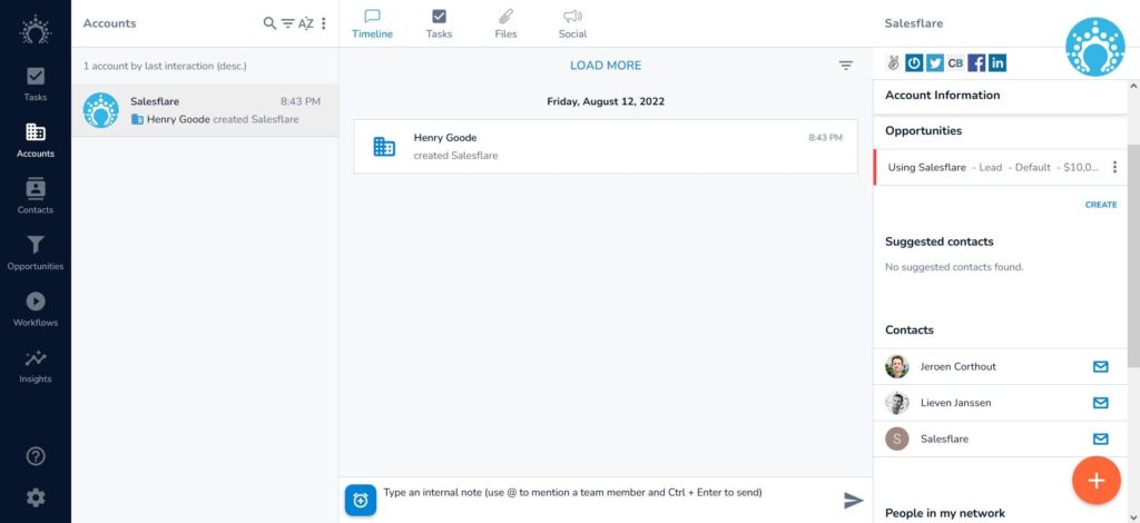 Salesflare Dashboard