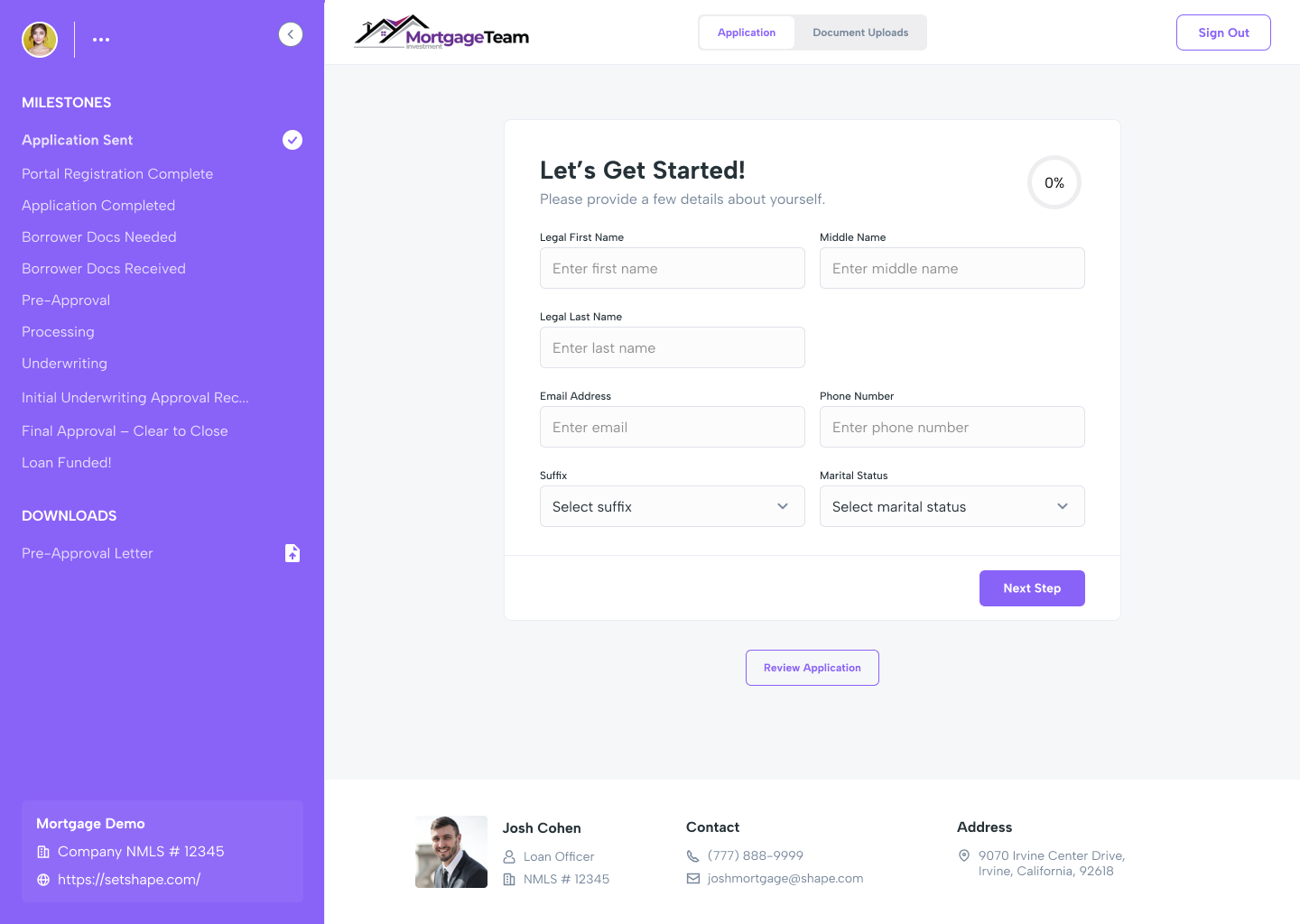 Shape Customer Portal - Color Variations - v4