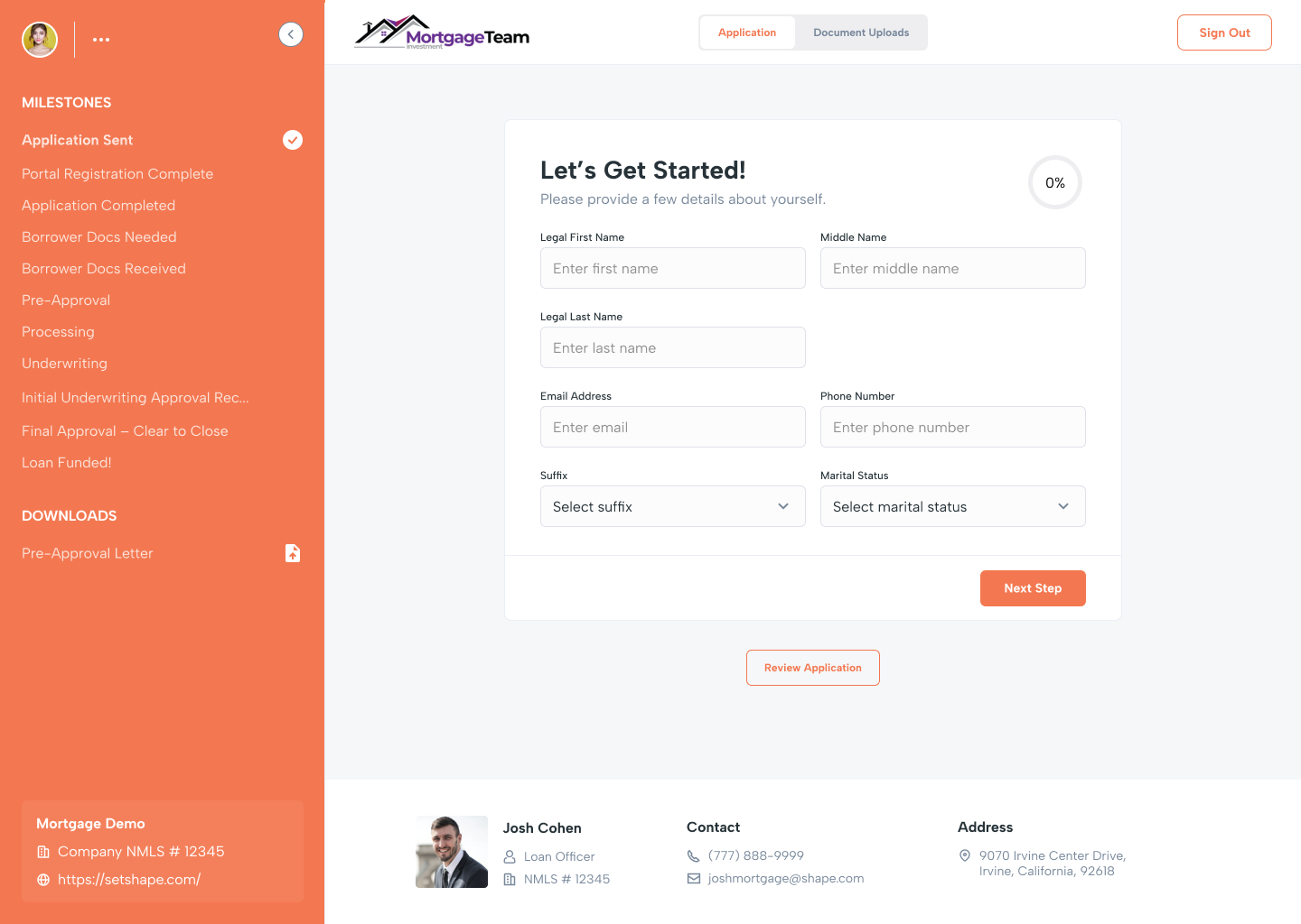 Shape Customer Portal - Color Variations - v6