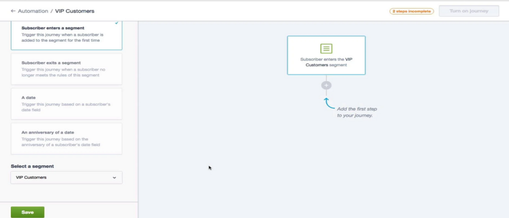 Campaign monitor automation setup workflow