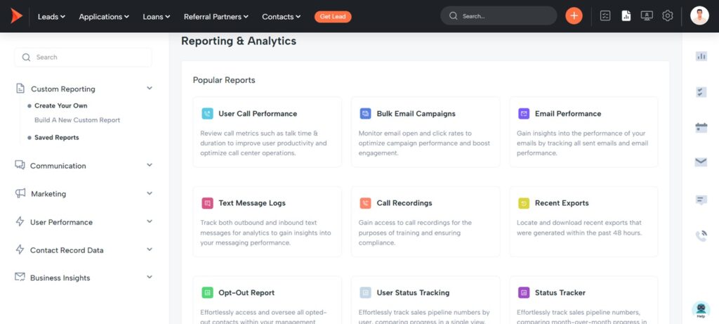 shape-Reports and Analytics screen