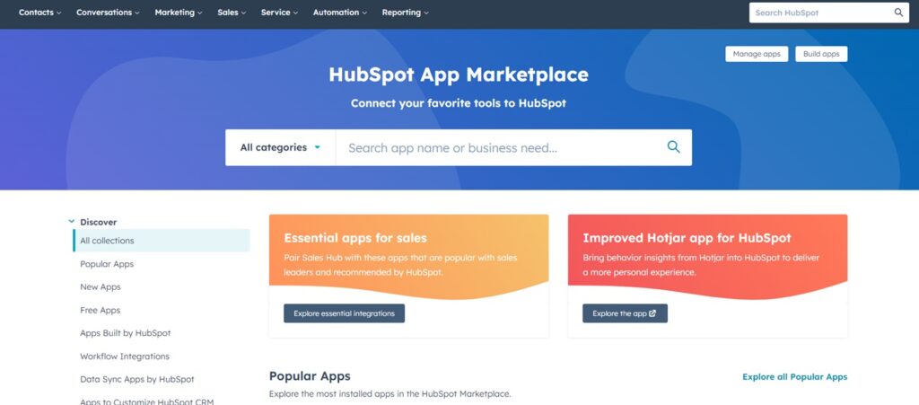 HubSpot app marketplace