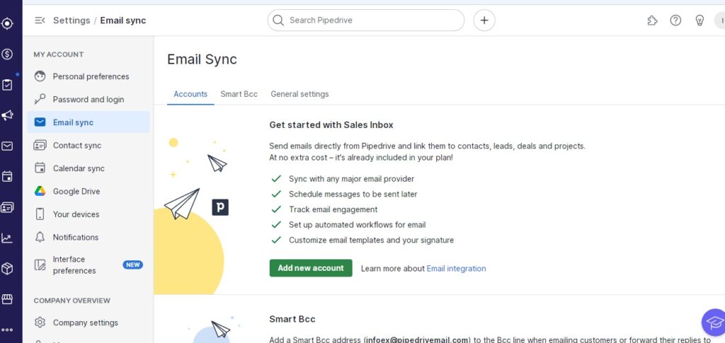 Pipedrive email sync