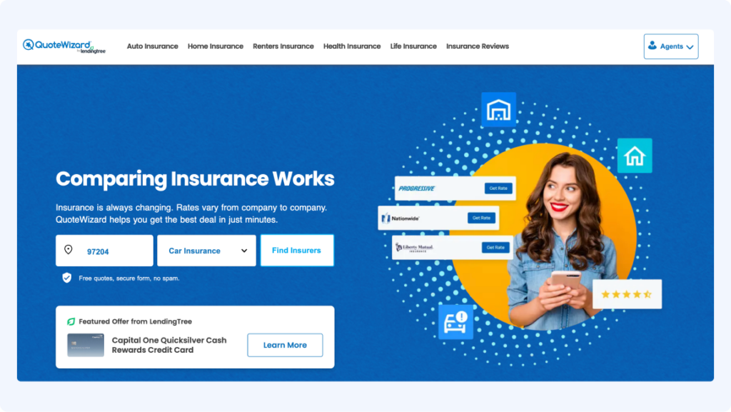 QuoteWizard connects insurance agents, brokers, and carriers to active insurance shoppers