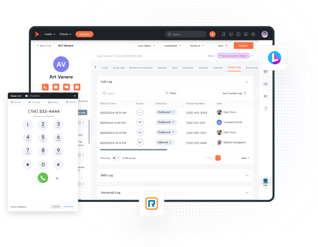 Centralize your calling with Shape’s built-in telephony tools