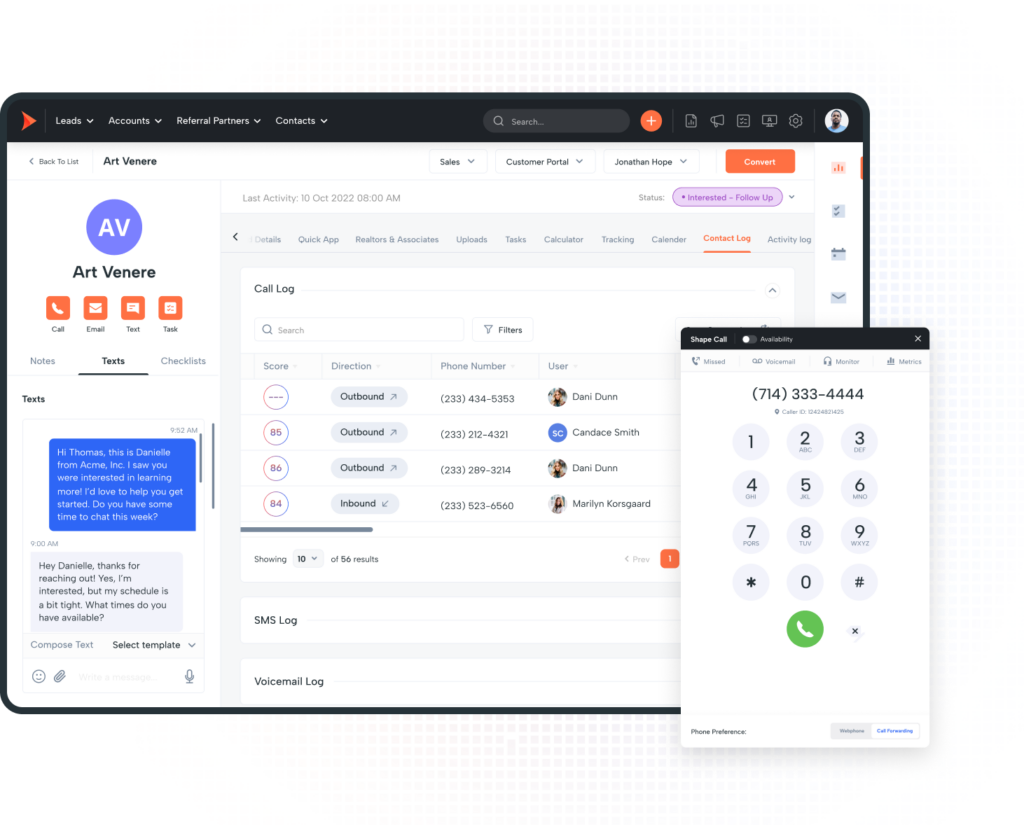 Connect faster with built-in call, text, and email